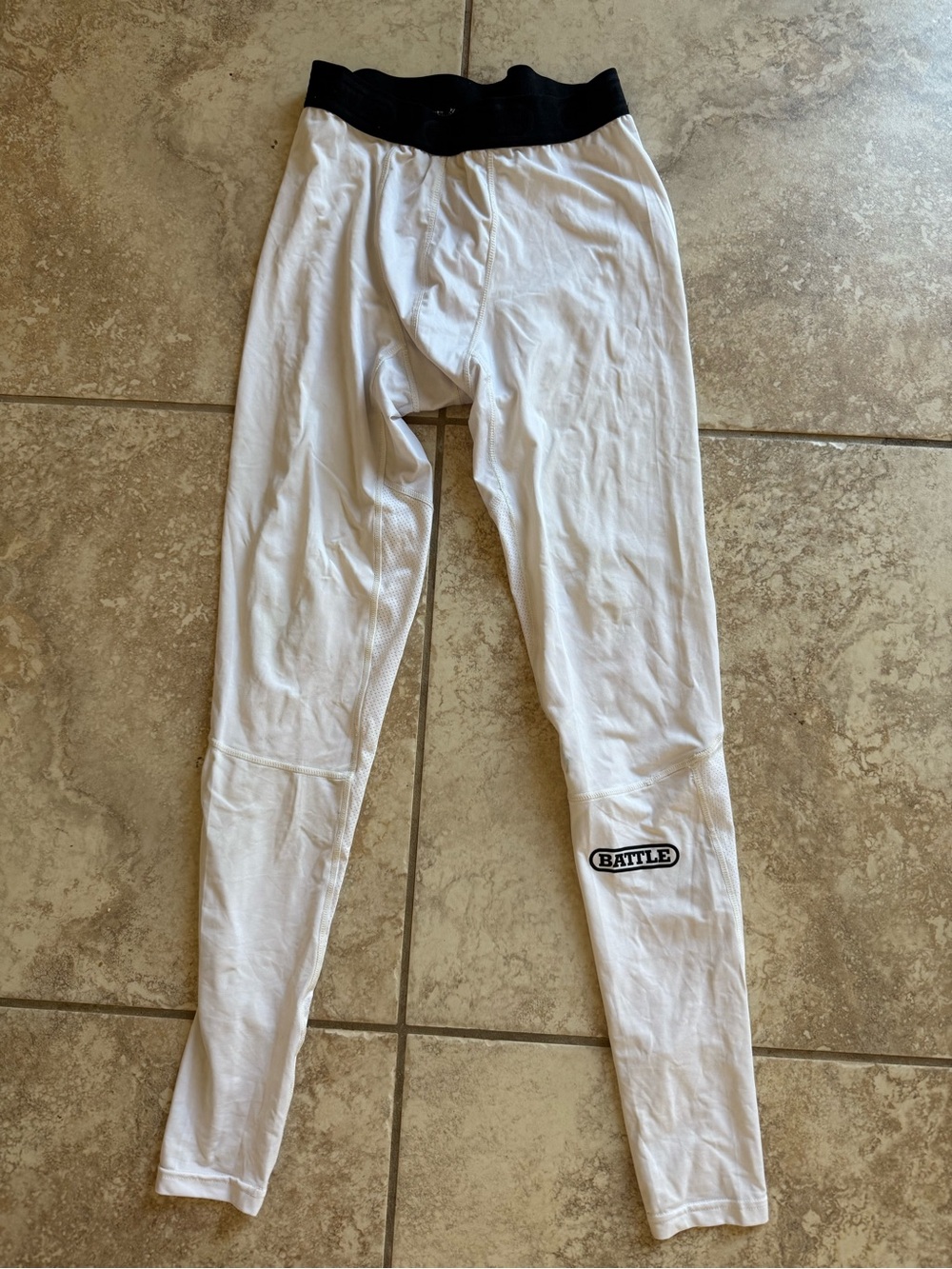 Battle Adult large White leggings with Black Waistband